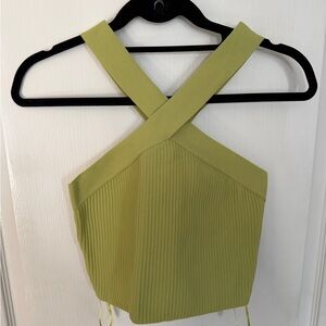 Green Ribbed Women's Top